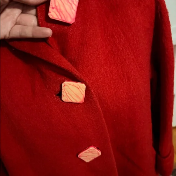 Vintage Elegant Red mohair? Women's Coat - Picture 4 of 15